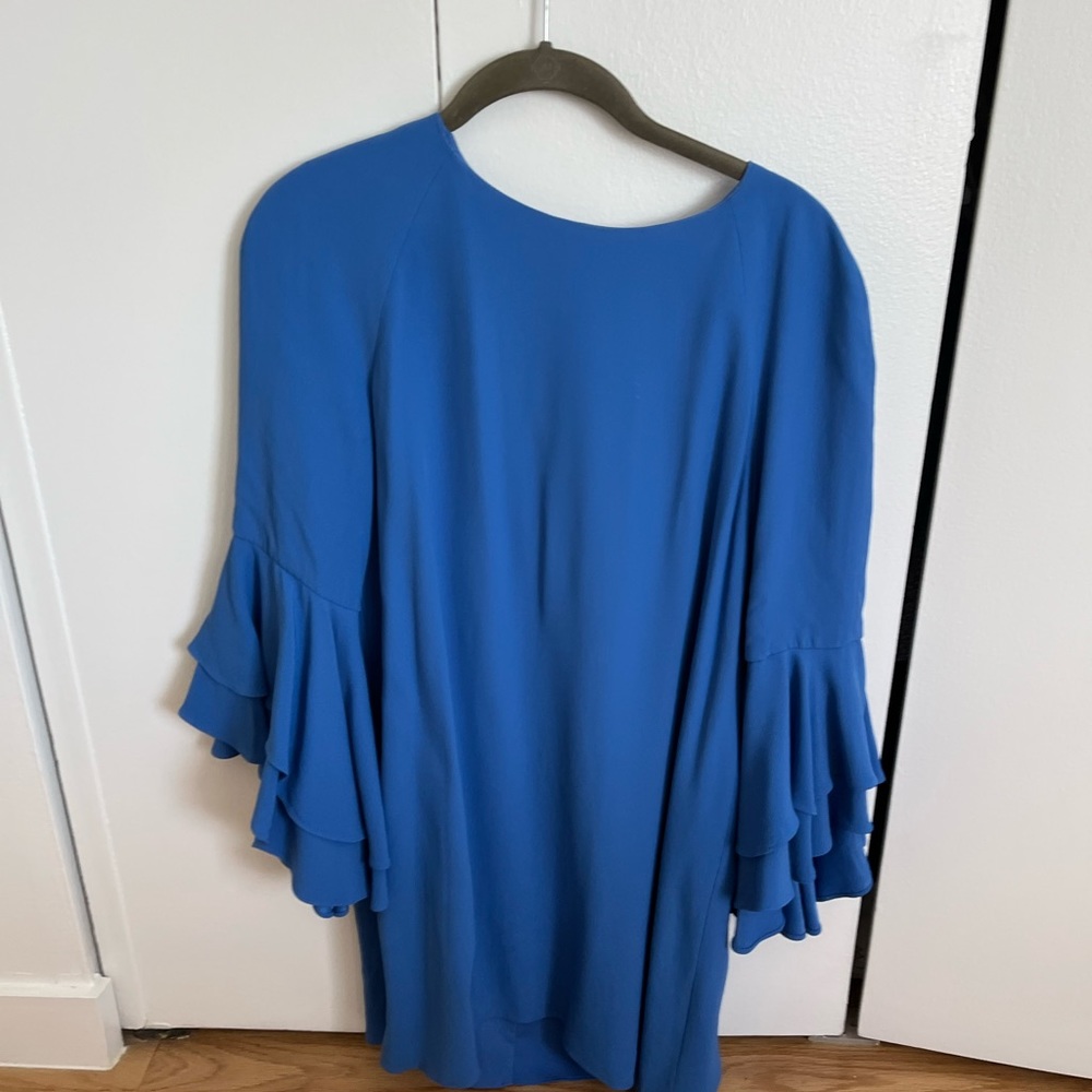 Alexis blue dress with frilly arms